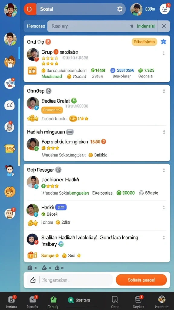 Fitur sosial untuk berinteraksi dengan teman.