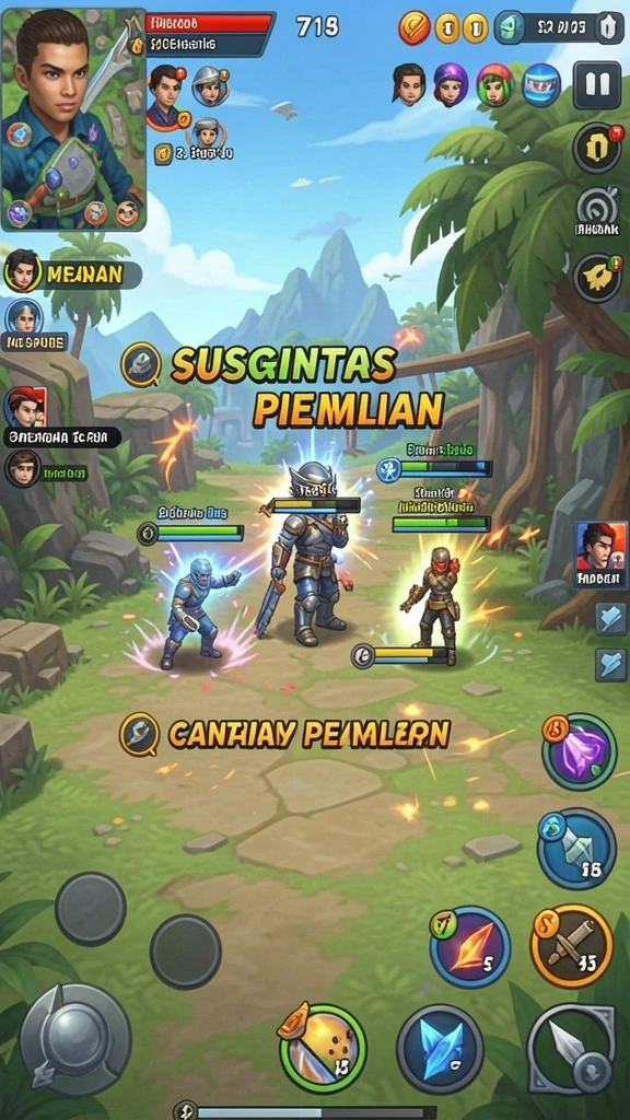 Tampilan karakter yang dapat dikustomisasi dengan berbagai pilihan.