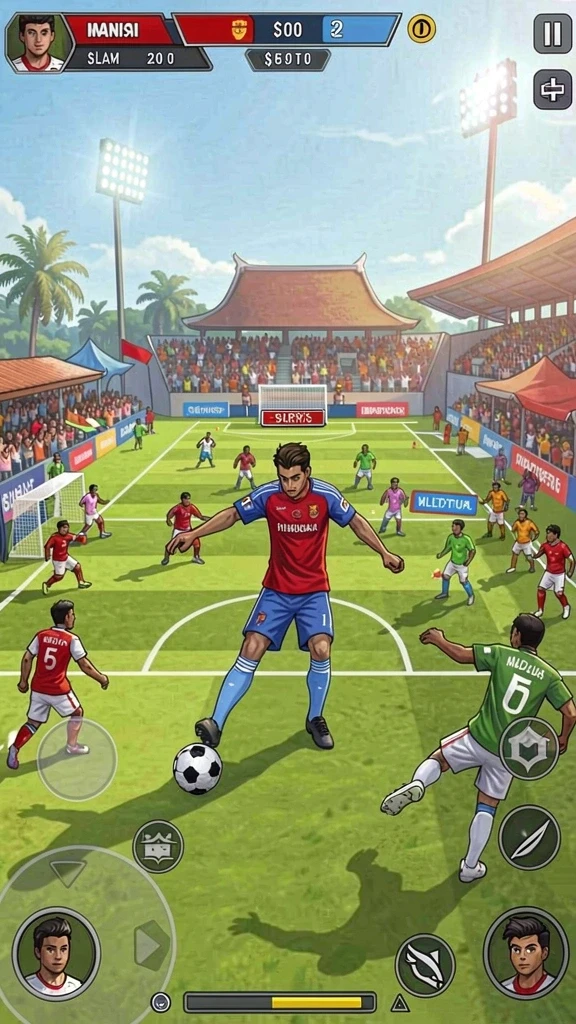 Tampilan antarmuka utama dengan karakter menarik.